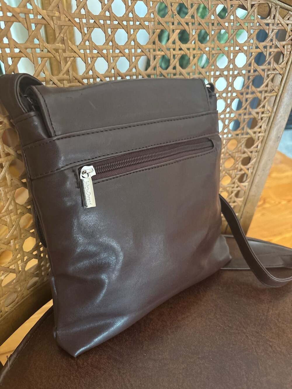 Mick-Chwood Paris Brown Leather Crossbody Flap Bag - Picture 8 of 14